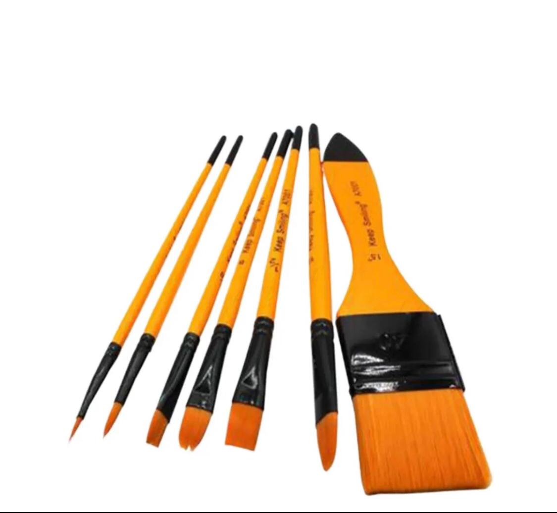 6pcs Artist Brush Set Wide, Flat, Angle & Filbert Paint Brush