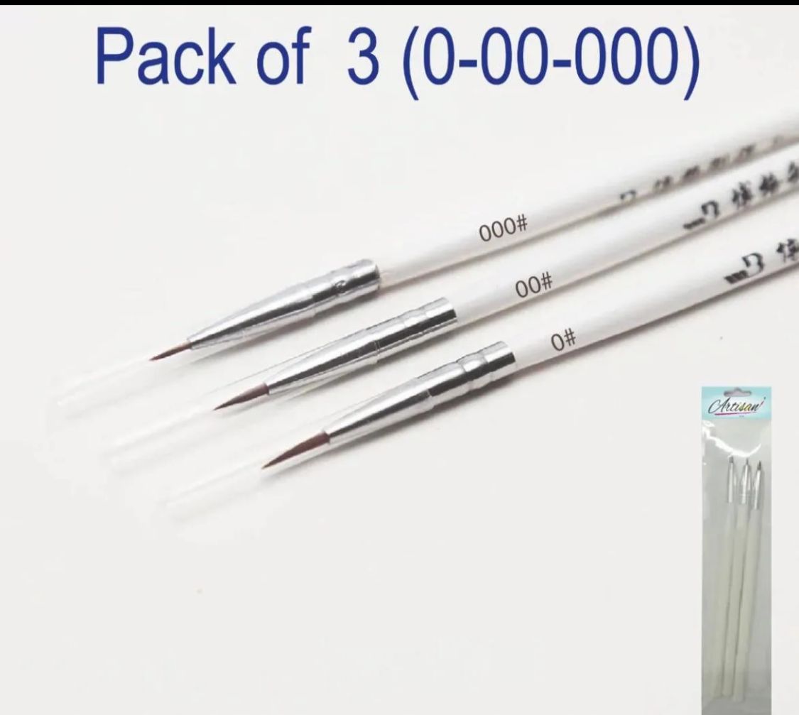 3Pcs Paint Brushes Artist Water Color Sizes 0,00,000