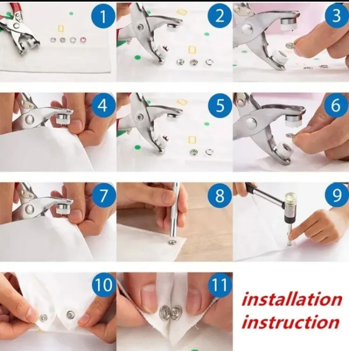 1pcs Metal Snaps Buttons 9.5mm Set Sewing