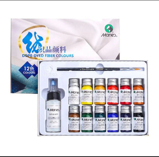 12 Pcs Maries Fabric Paints Set Dope Dyeing Textile Paints
